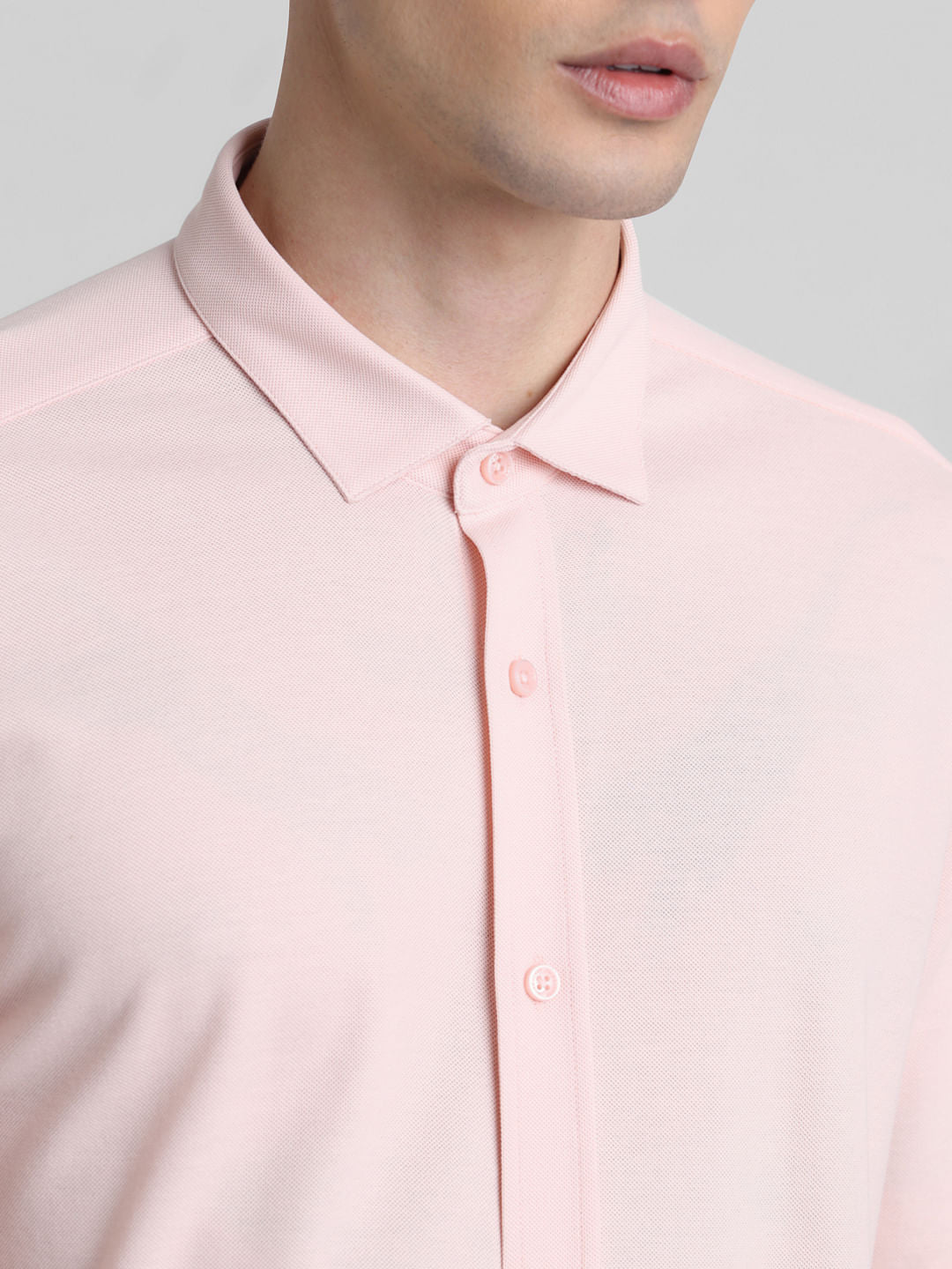 Pink Knitted Full Sleeves Shirt