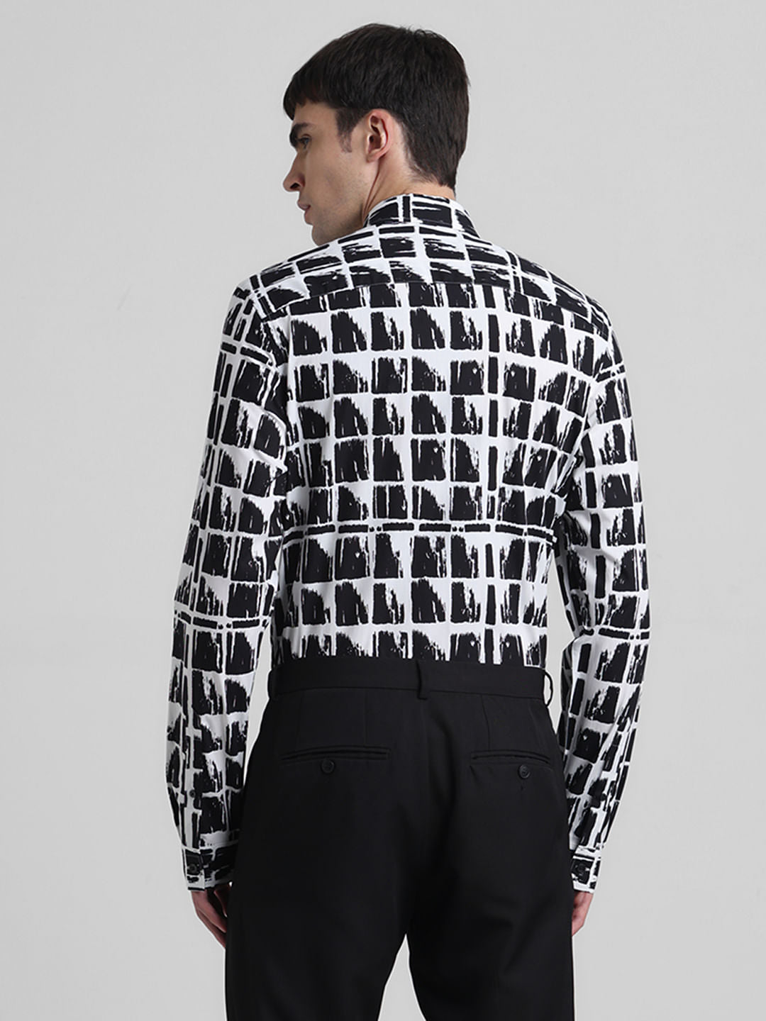 Black Check Print Full Sleeves Shirt