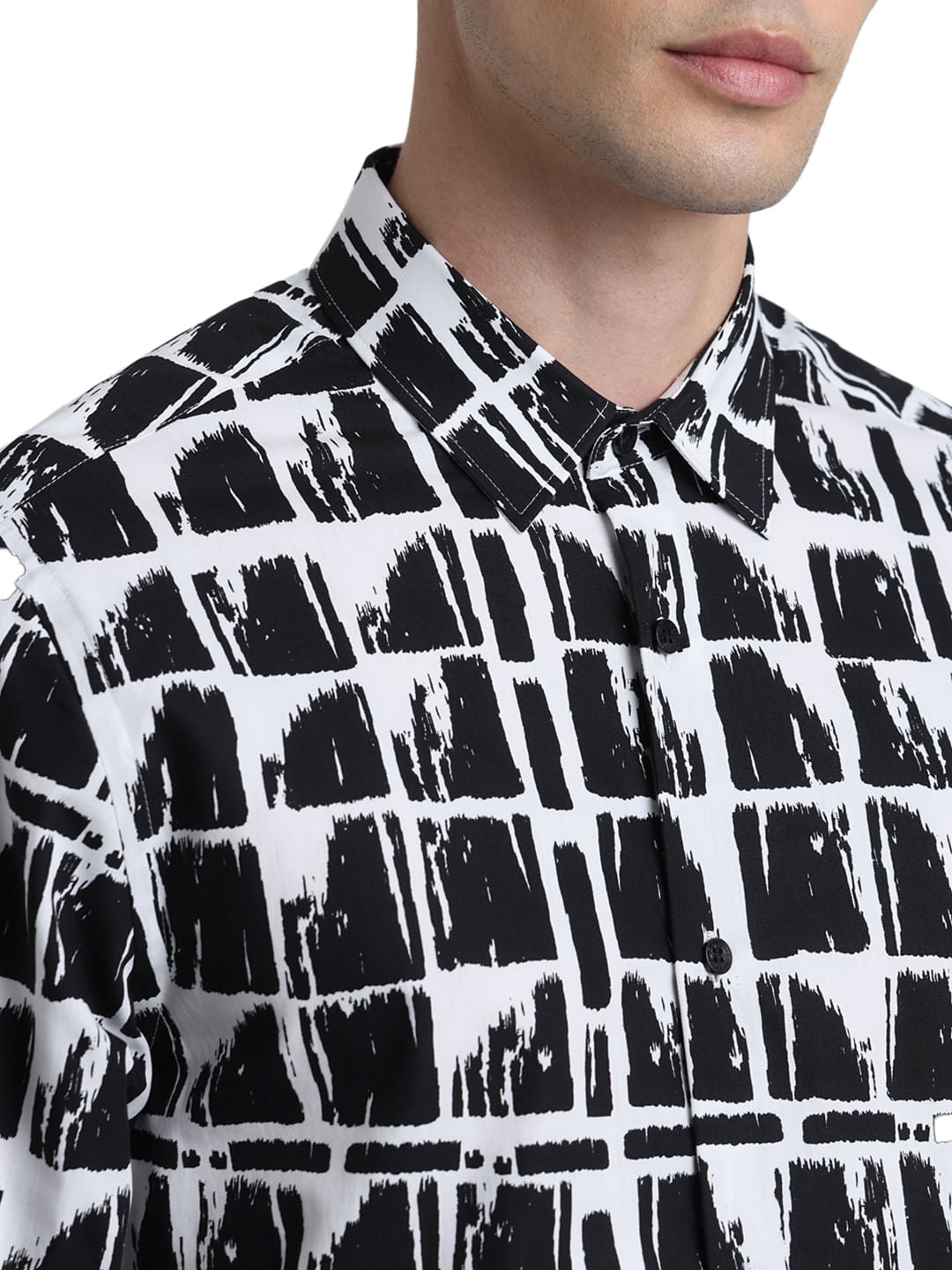 Black Check Print Full Sleeves Shirt