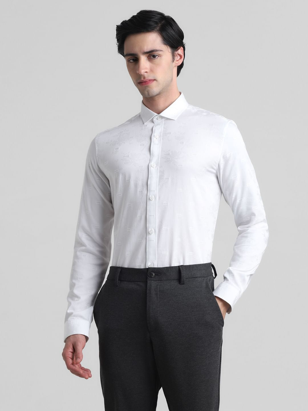 Green Dobby Full Sleeves Shirt