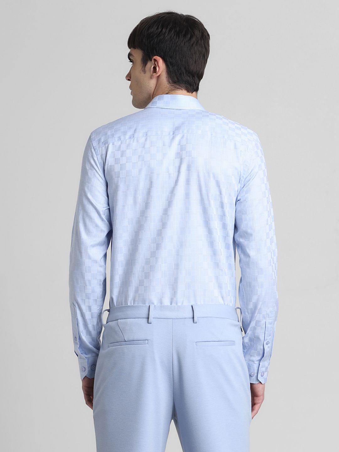 Blue Dobby Full Sleeves Shirt