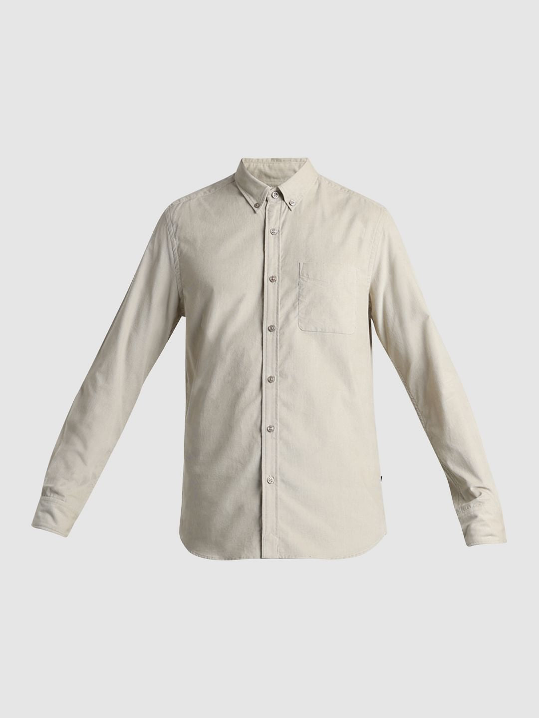 Beige Corduroy Full Sleeves Shirt