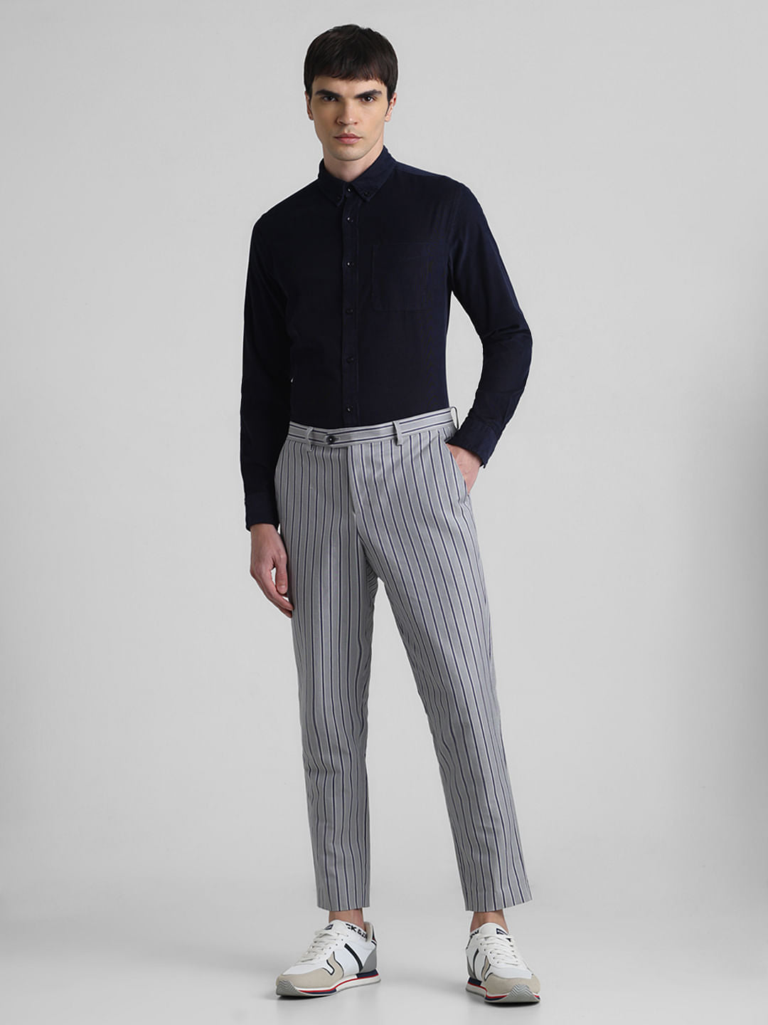 Navy Blue Corduroy Full Sleeves Shirt