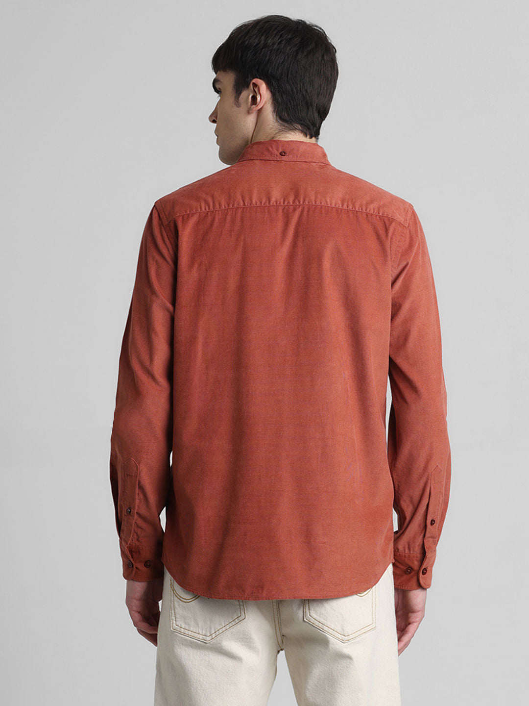 Red Corduroy Full Sleeves Shirt