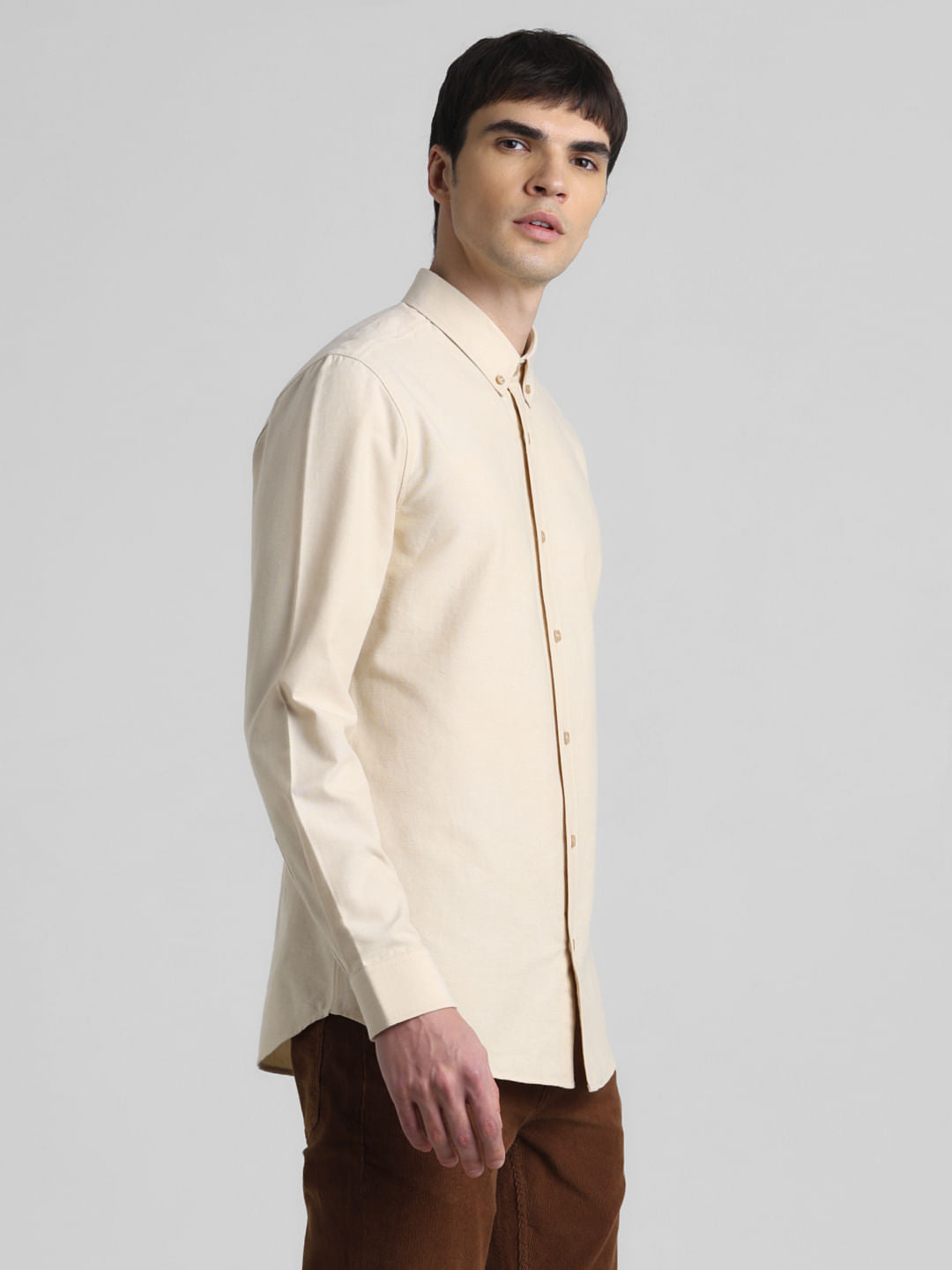 Light Brown Oxford Full Sleeves Shirt