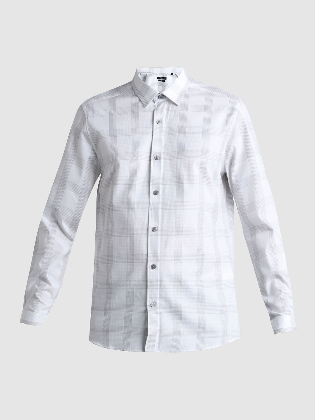 White Dobby Check Print Shirt