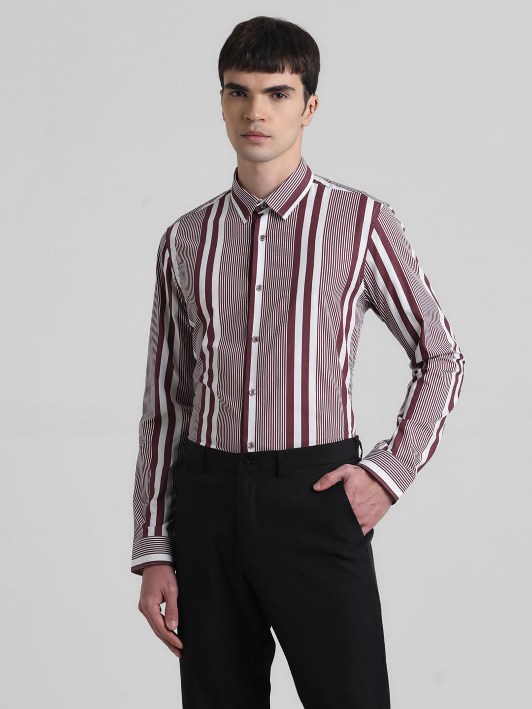 Red Striped Full Sleeves Shirt