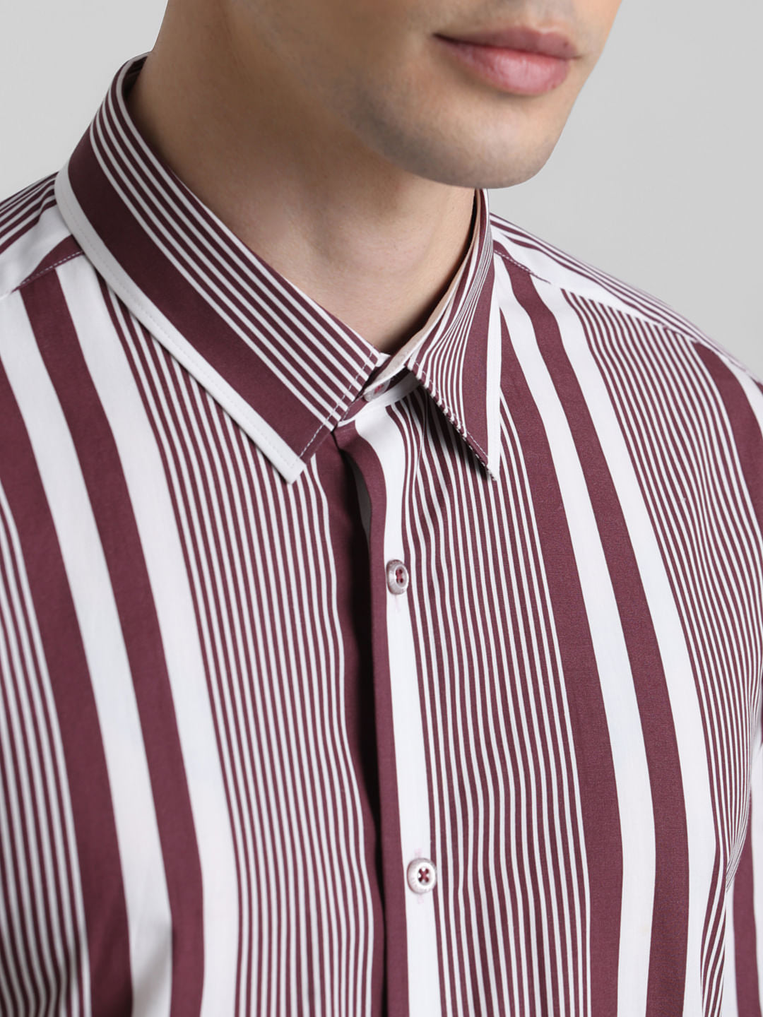 Red Striped Full Sleeves Shirt