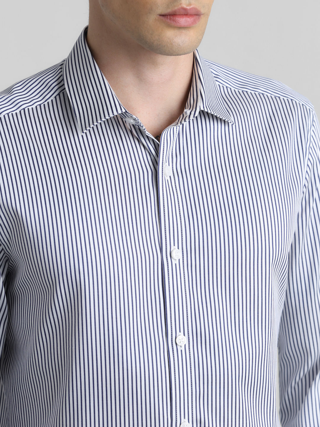 Blue Pinstriped Full Sleeves Shirt