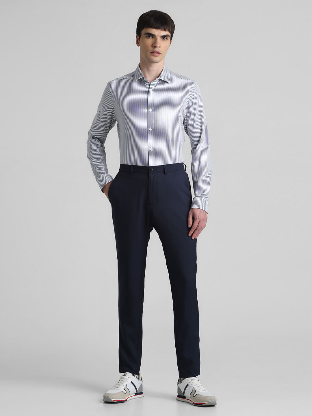 Blue Pinstriped Full Sleeves Shirt