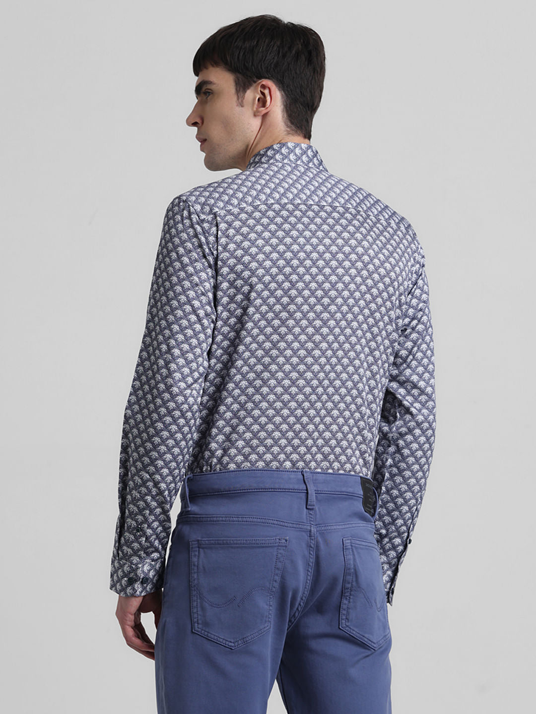 Blue Printed Full Sleeves Shirt