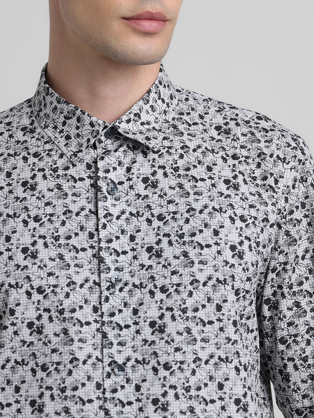 Black Floral Full Sleeves Shirt