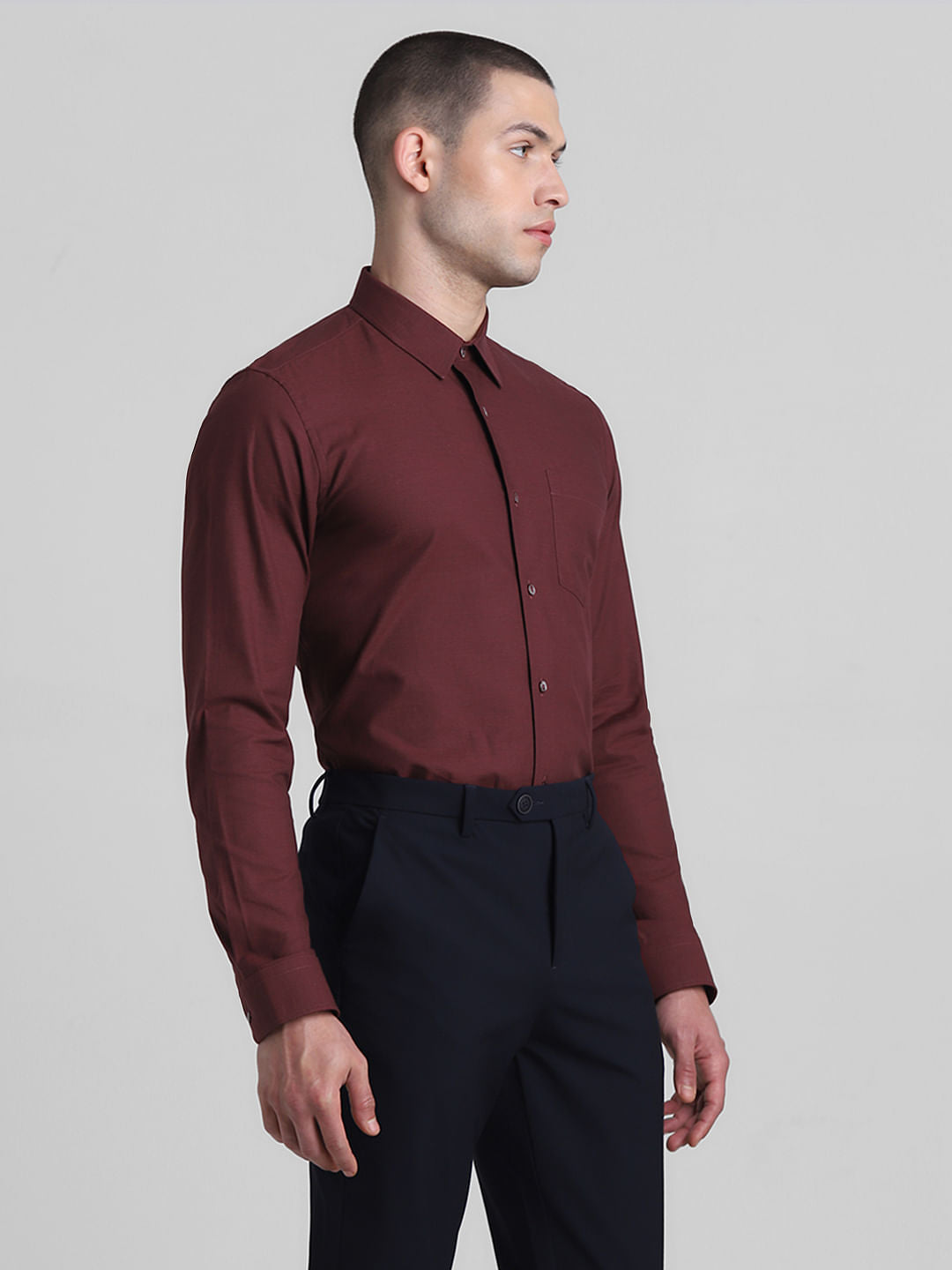 Maroon Cotton Full Sleeves Shirt