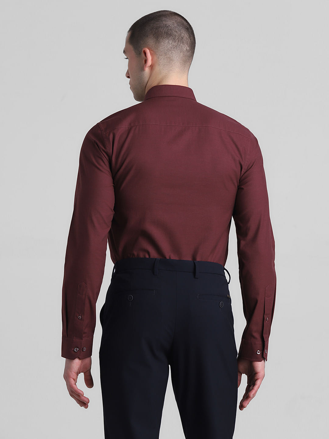 Maroon Cotton Full Sleeves Shirt