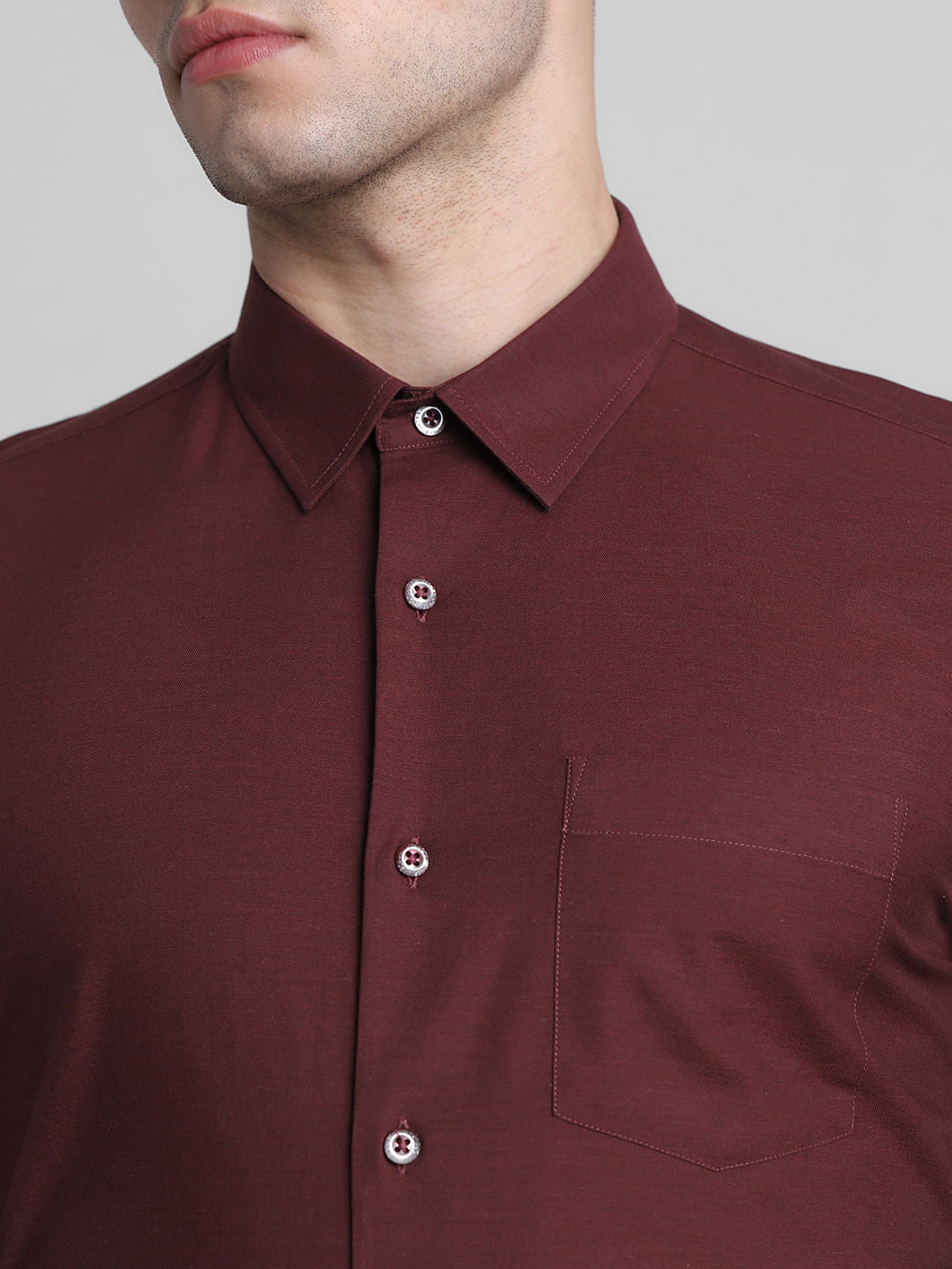 Maroon Cotton Full Sleeves Shirt