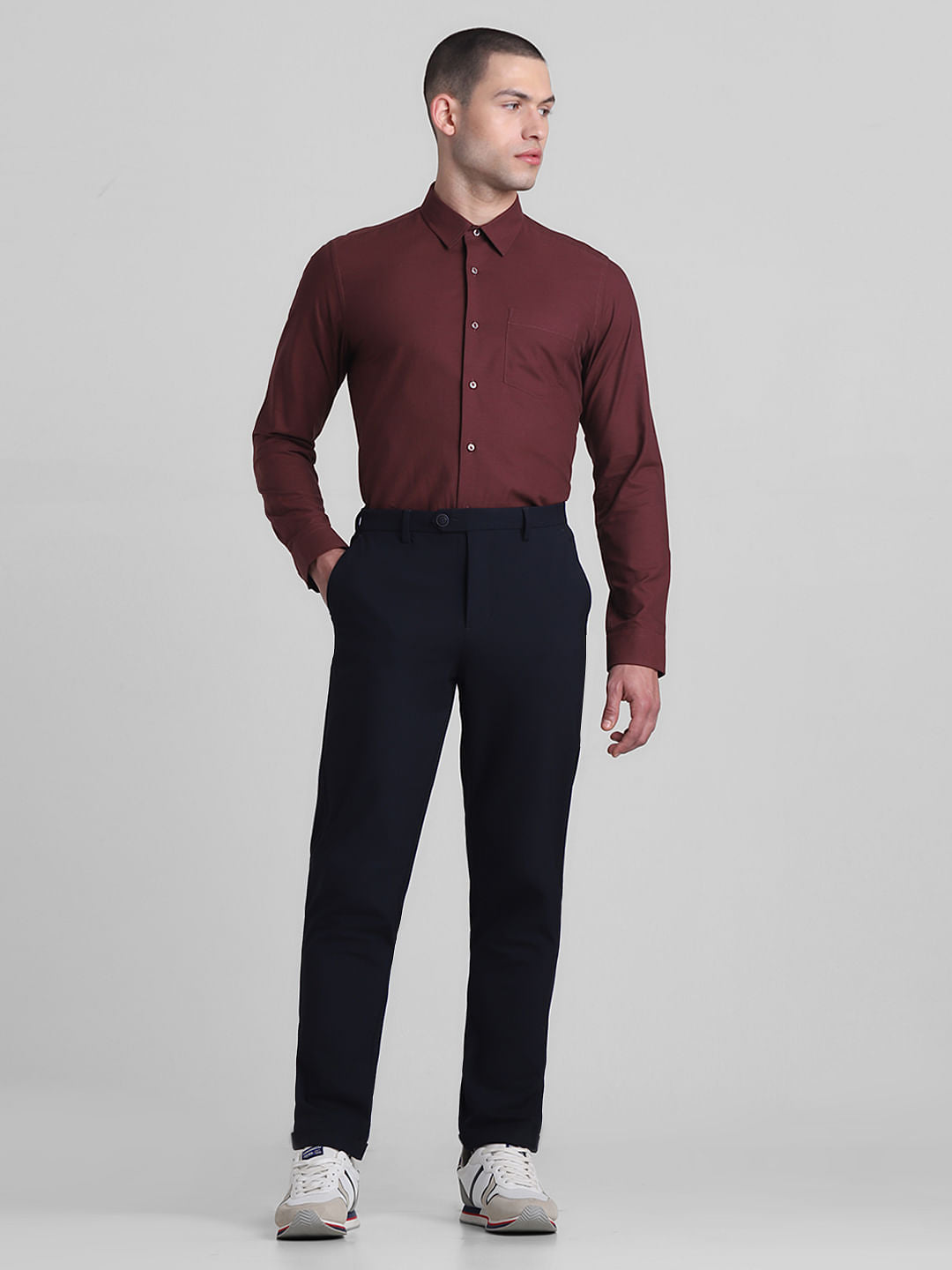 Maroon Cotton Full Sleeves Shirt