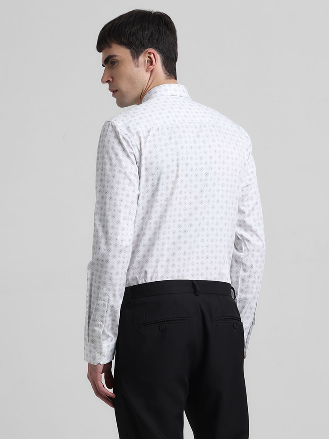 White Printed Full Sleeves Shirt