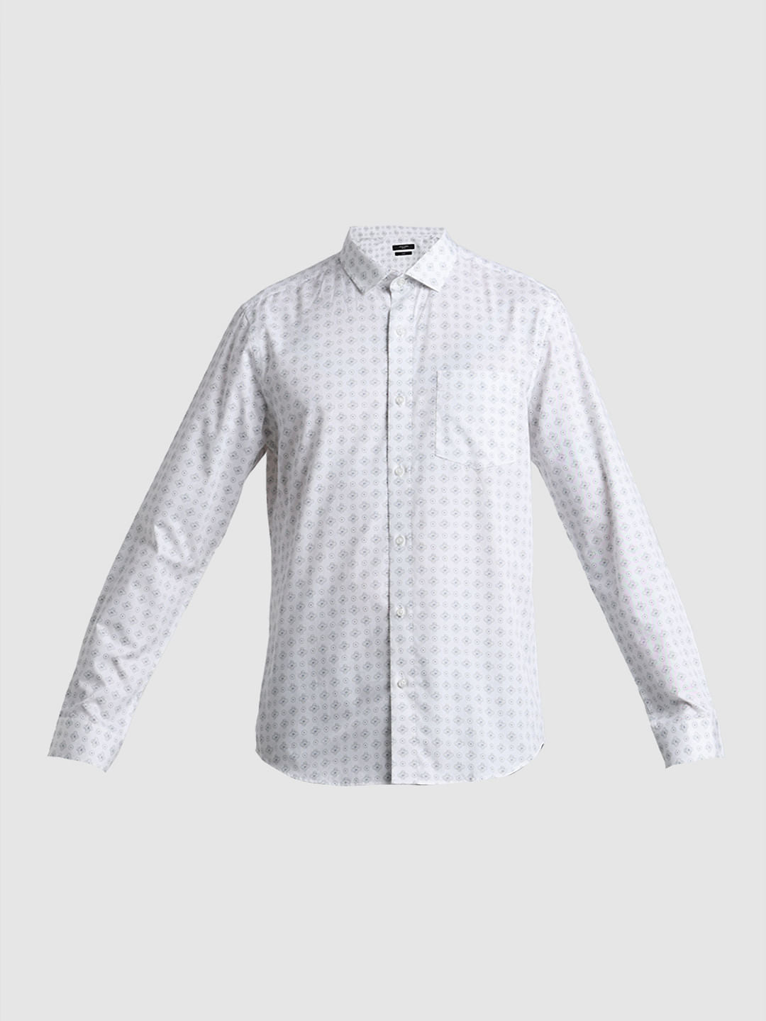 White Printed Full Sleeves Shirt