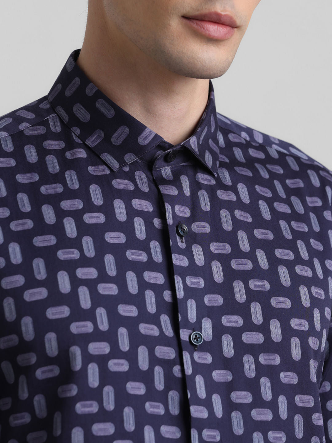 Dark Navy Abstract Print Shirt