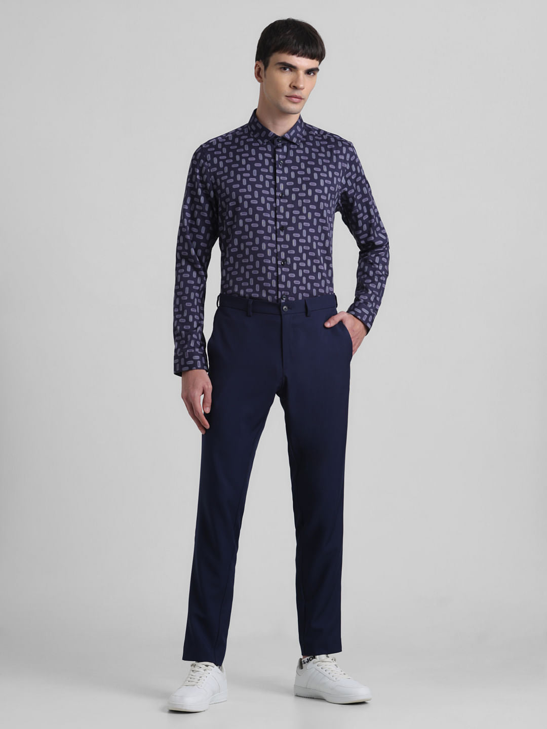 Dark Navy Abstract Print Shirt