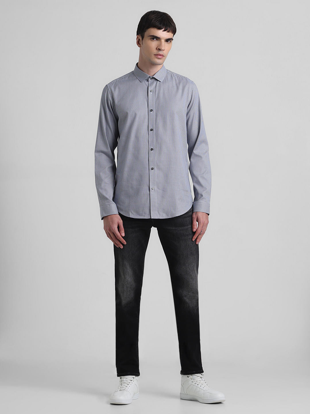 Blue Printed Full Sleeves Shirt