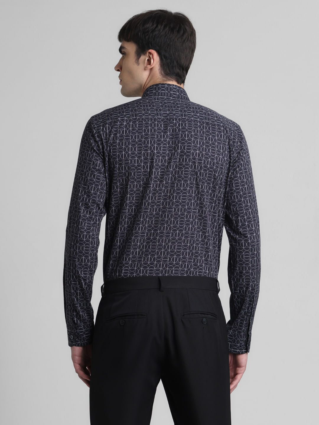 Navy Blue Abstract Print Shirt