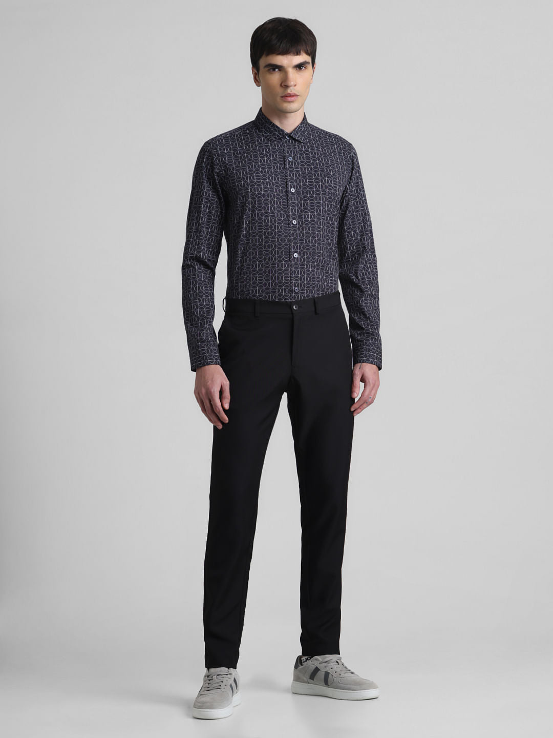 Navy Blue Abstract Print Shirt