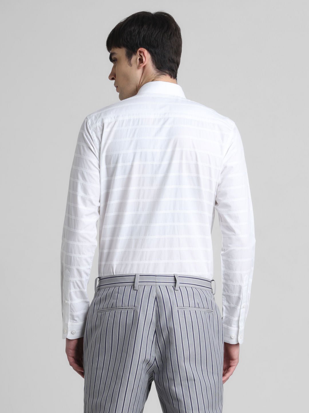 White Dobby Full Sleeves Shirt