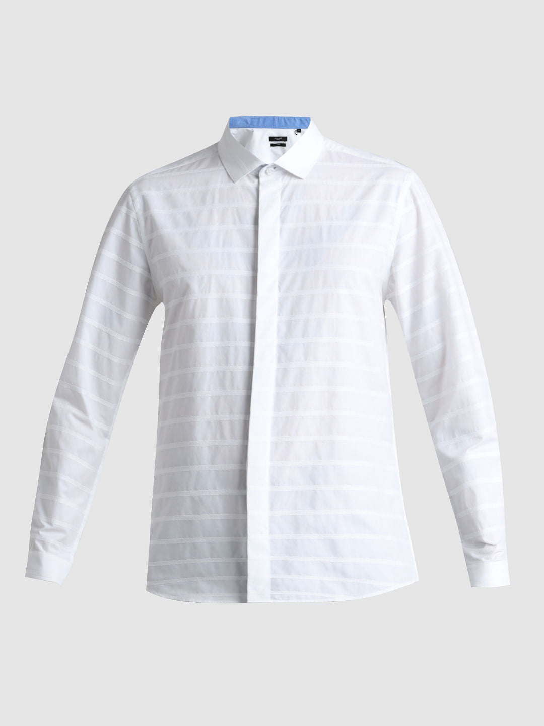 White Dobby Full Sleeves Shirt