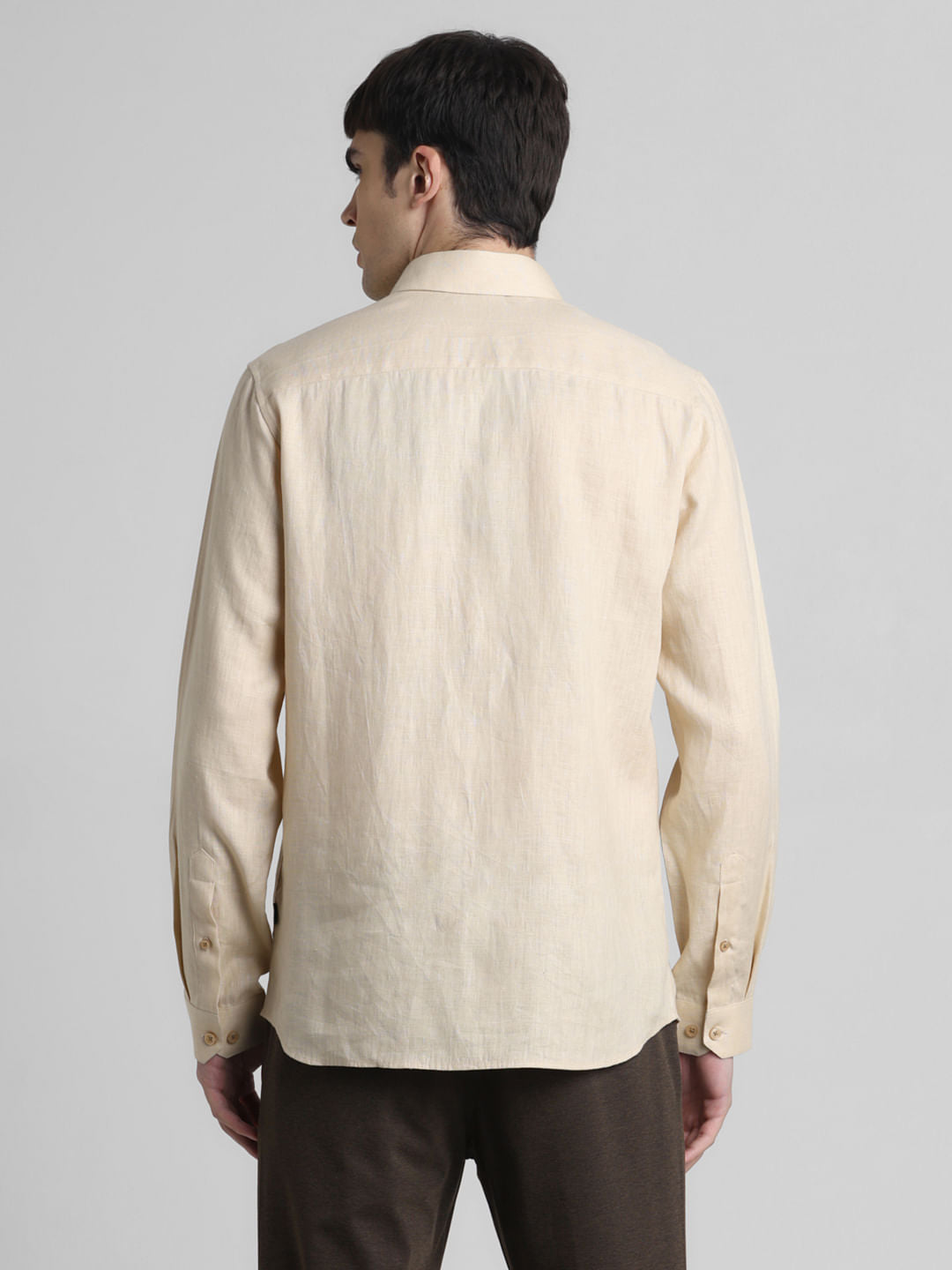 Beige Linen Full Sleeves Shirt