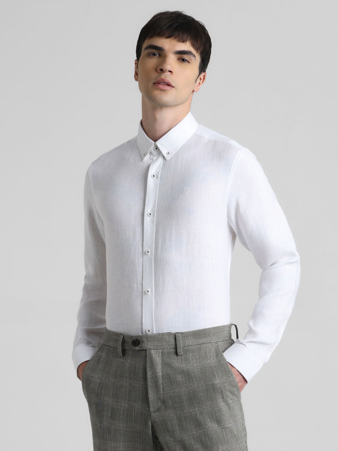 White Linen Full Sleeves Shirt