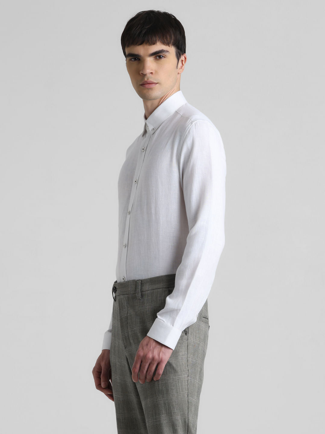 White Linen Full Sleeves Shirt