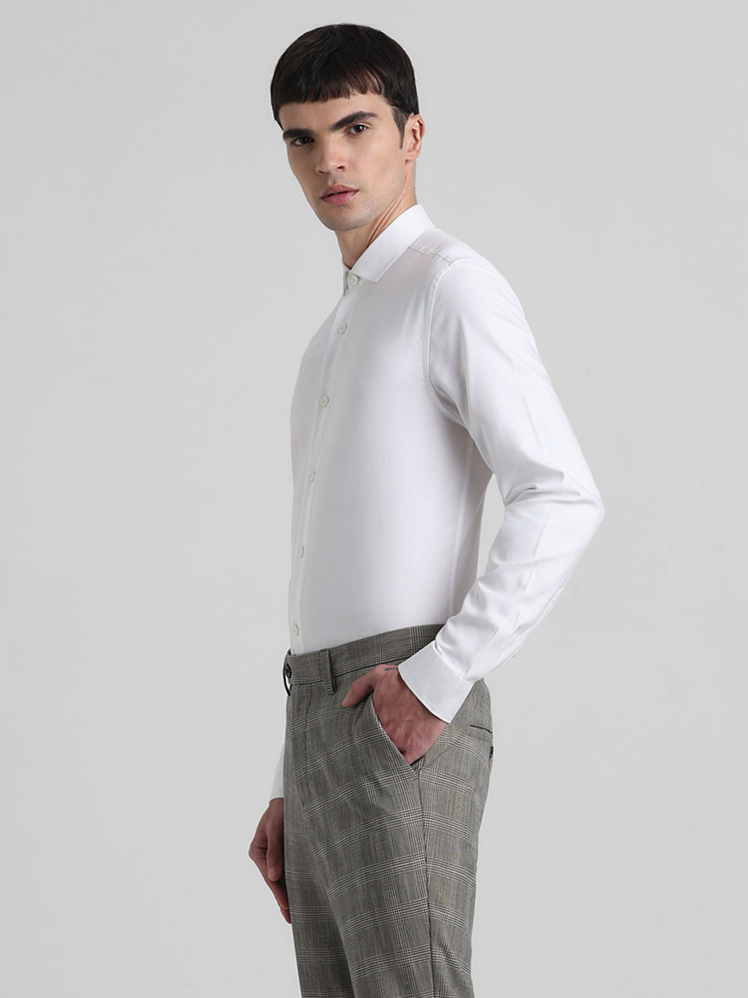 White Cotton Full Sleeves Shirt