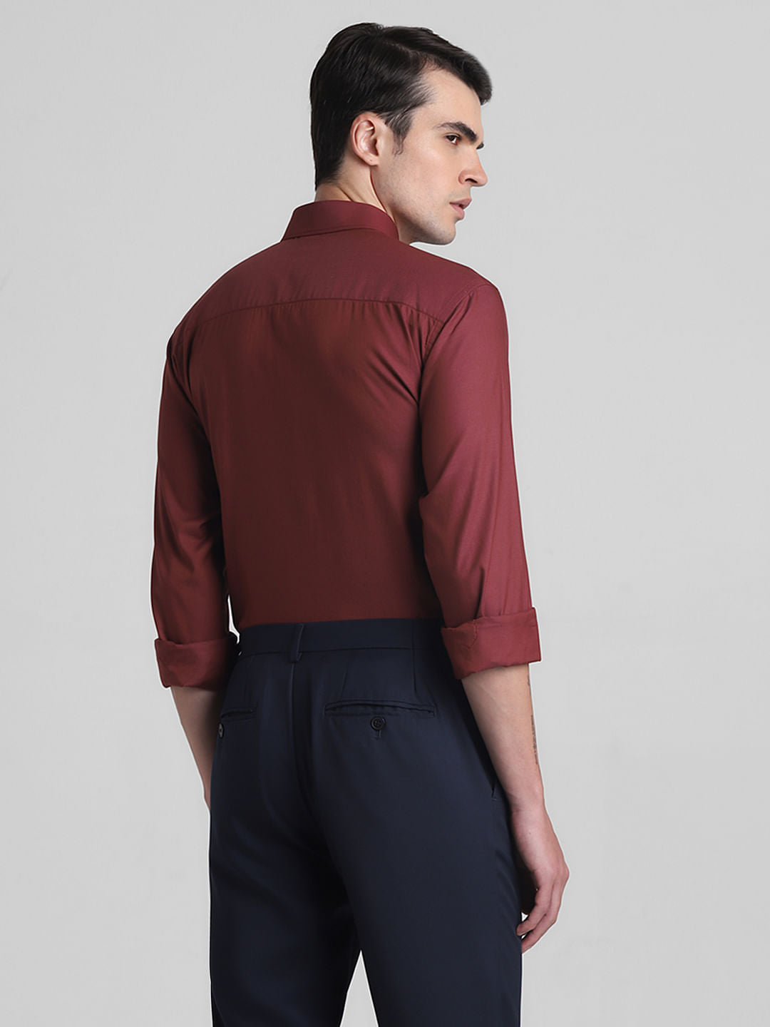 Maroon Cotton Full Sleeves Shirt