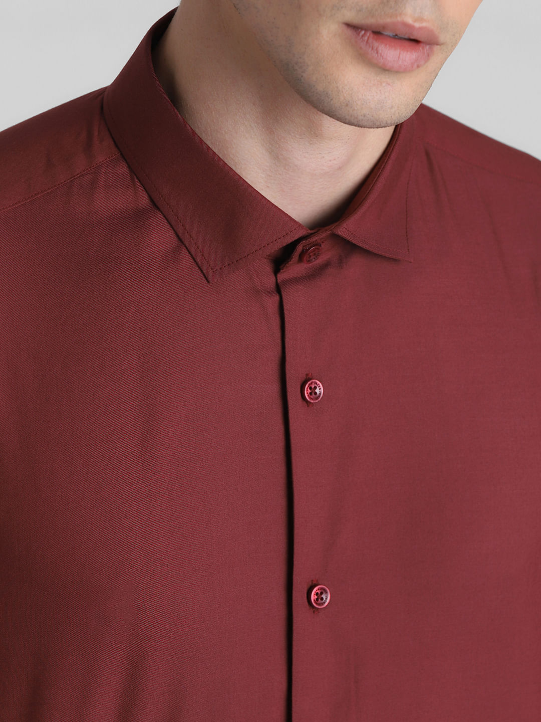 Maroon Cotton Full Sleeves Shirt