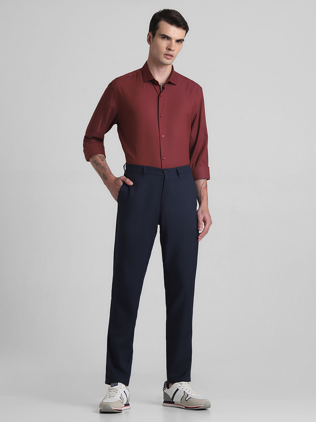 Maroon Cotton Full Sleeves Shirt