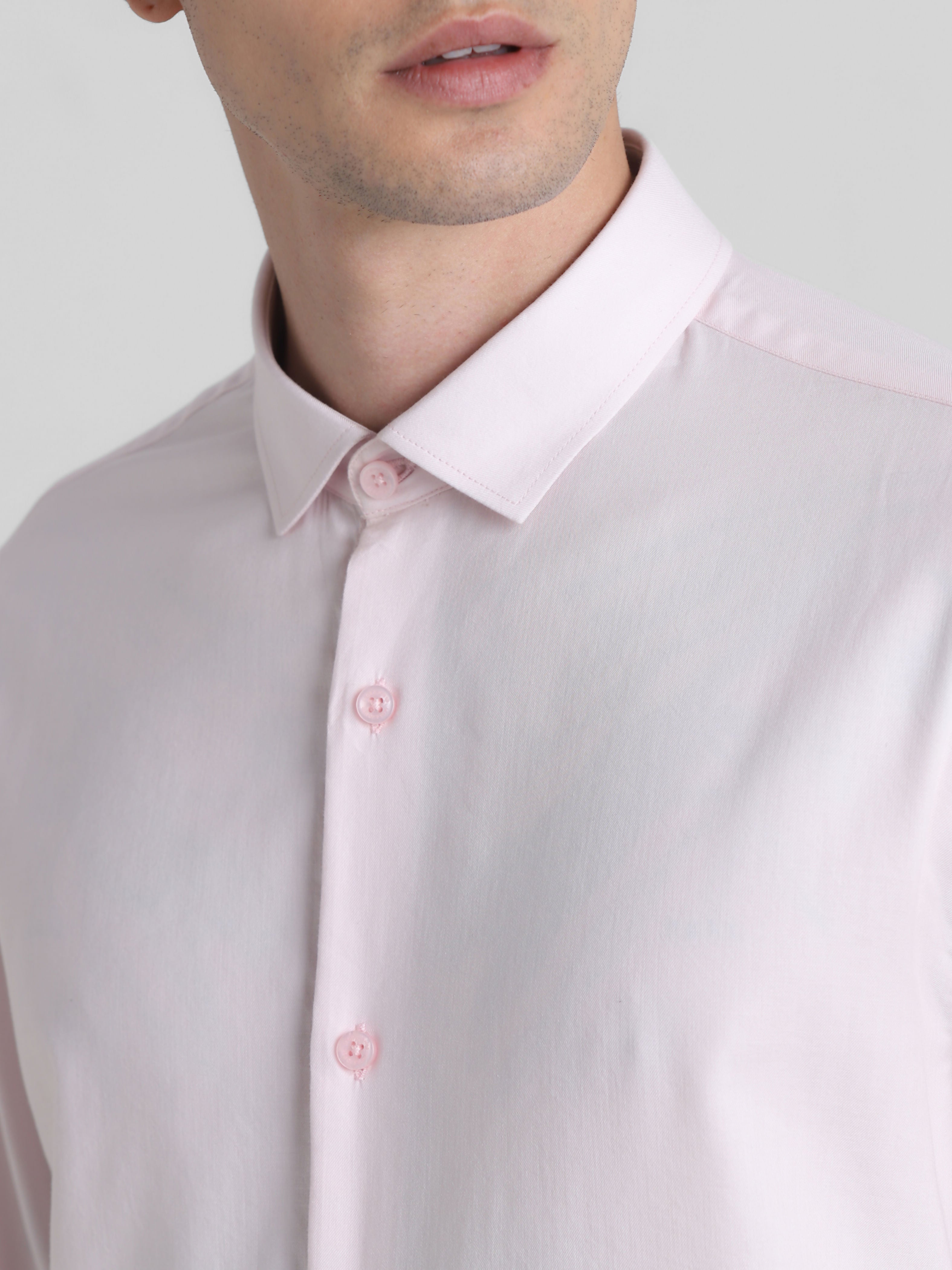 Light Pink Cotton Full Sleeves Shirt