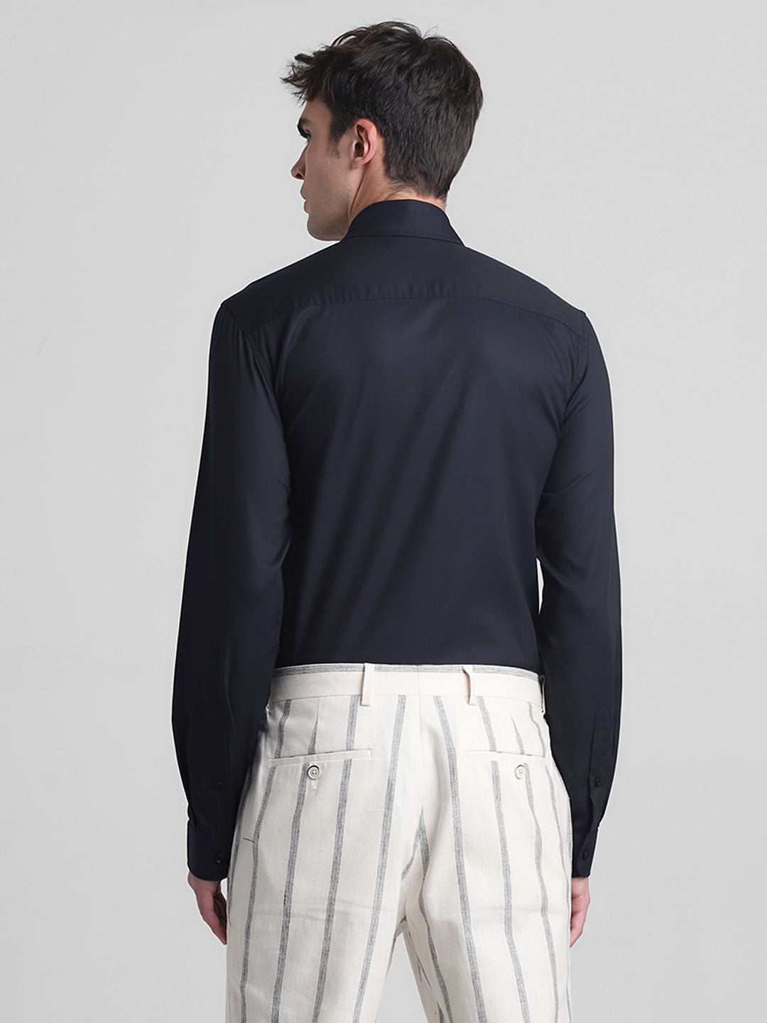 Black Cotton Full Sleeves Shirt