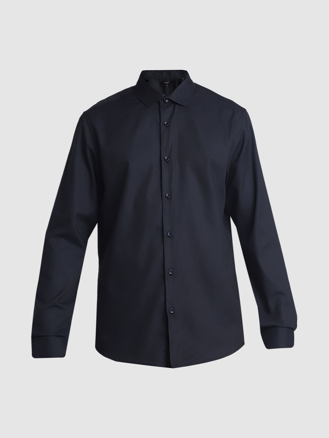 Black Cotton Full Sleeves Shirt