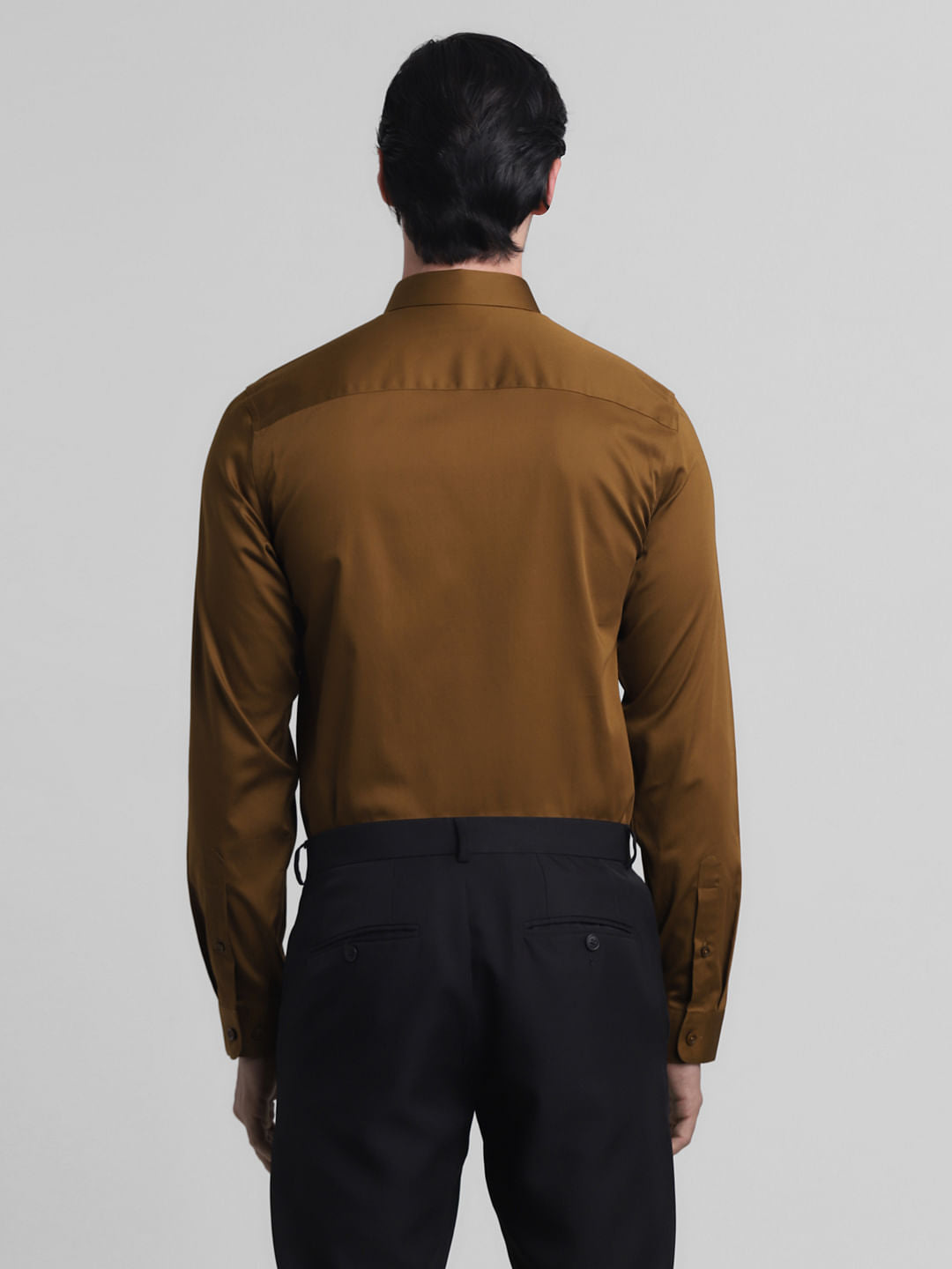Brown Satin Weave Full Sleeves Shirt