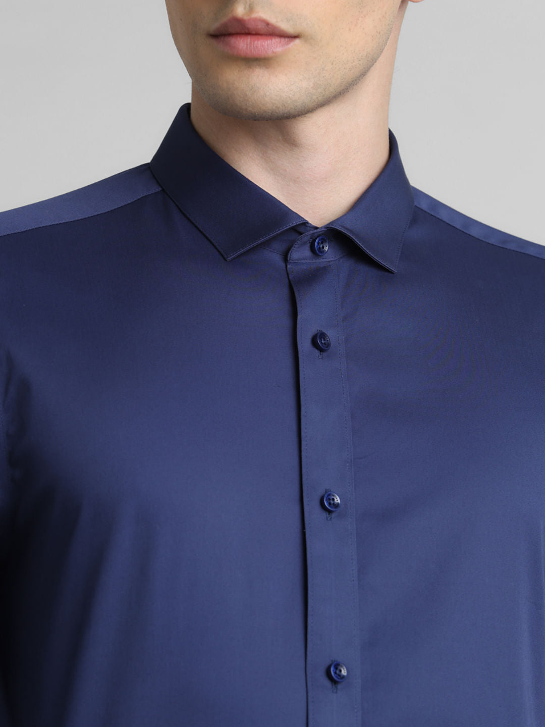 Blue Satin Weave Full Sleeves Shirt