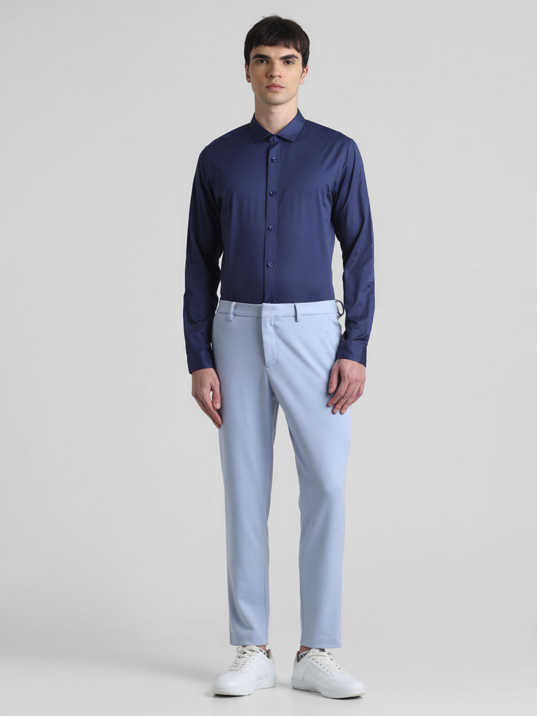 Blue Satin Weave Full Sleeves Shirt