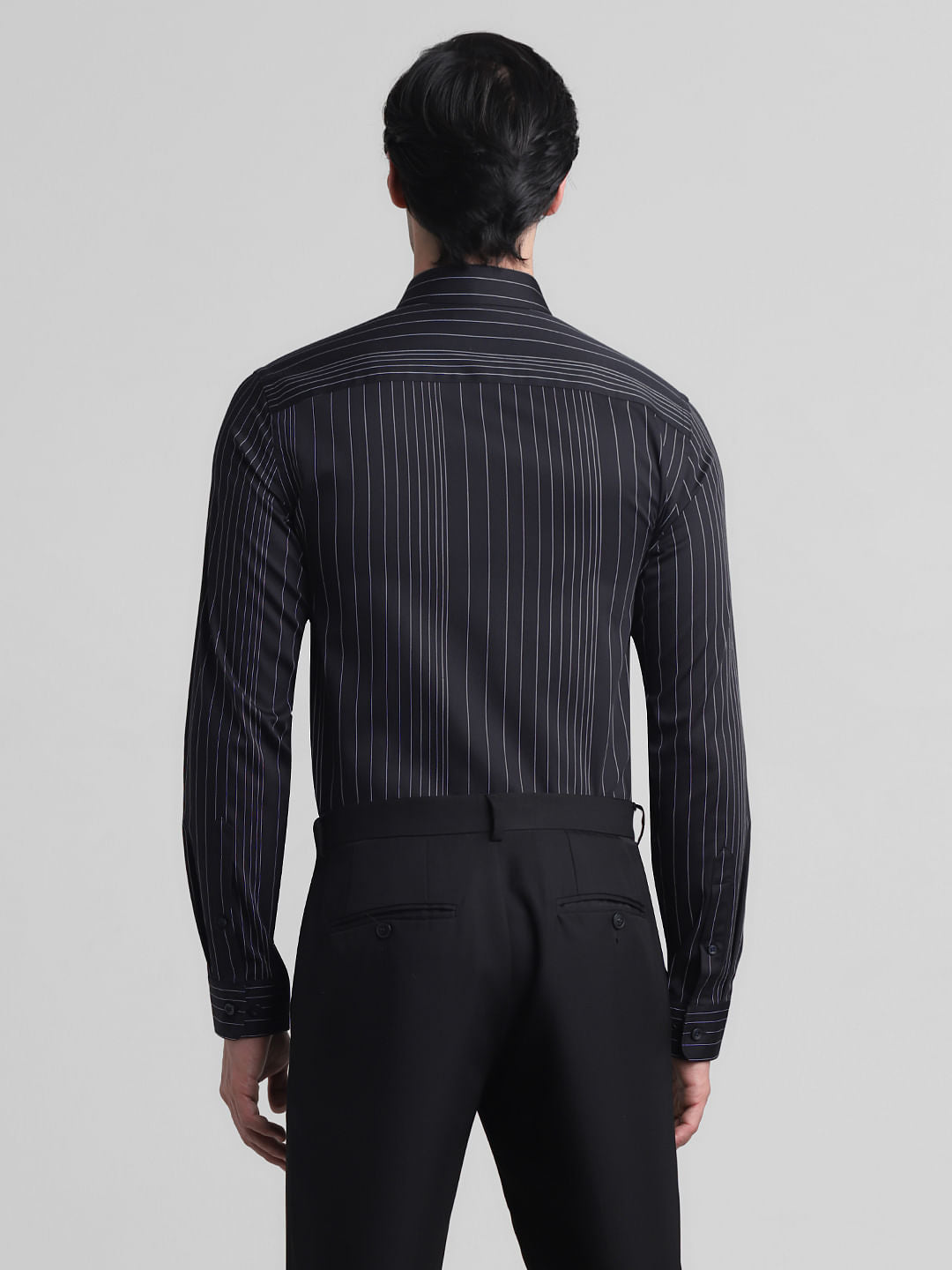 Black Striped Full Sleeves Shirt
