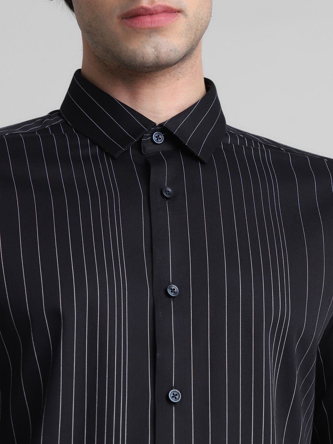 Black Striped Full Sleeves Shirt