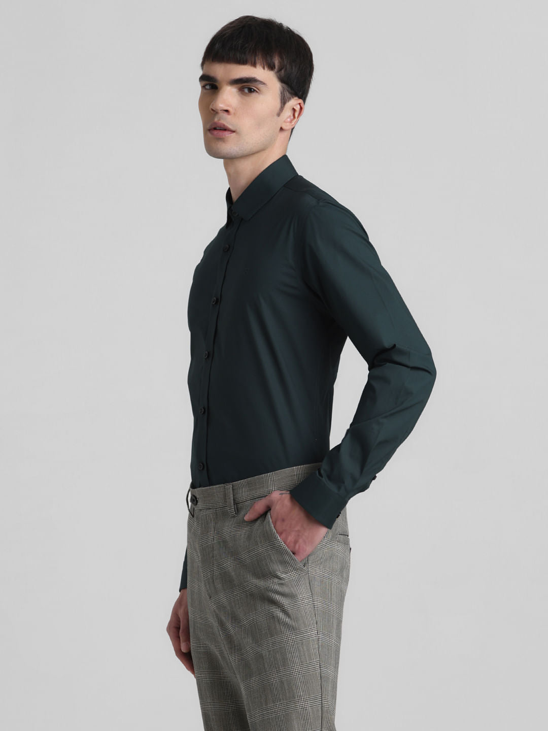 Green Poplin Full Sleeves Shirt