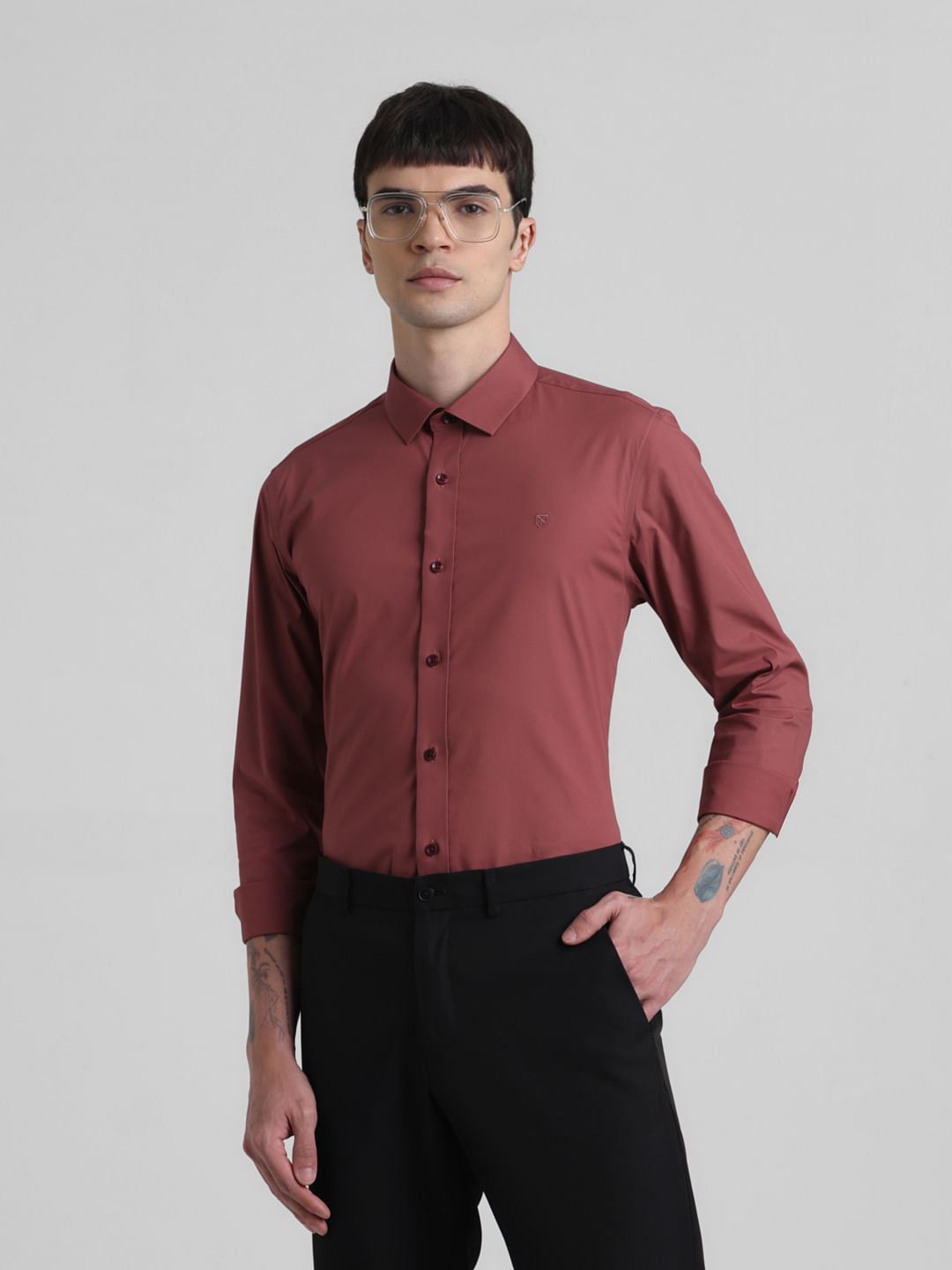 Light Brown Poplin Full Sleeves Shirt