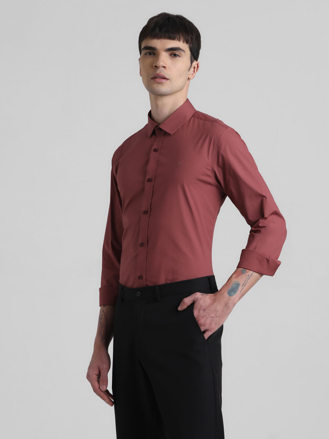 Light Brown Poplin Full Sleeves Shirt
