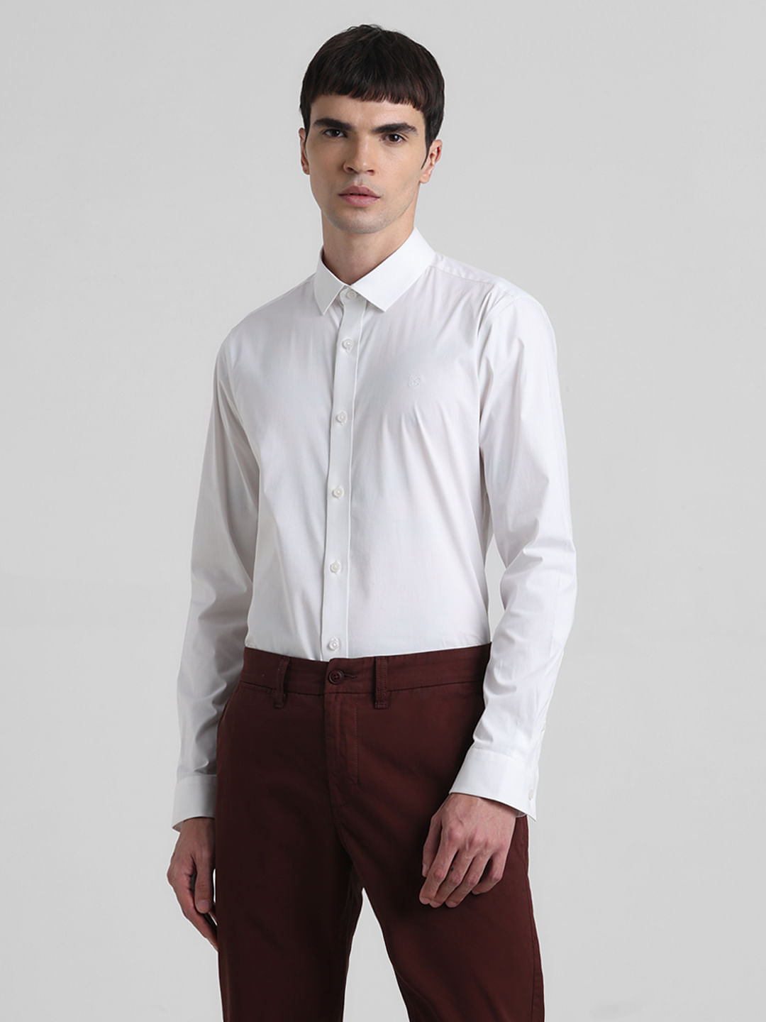 White Poplin Full Sleeves Shirt