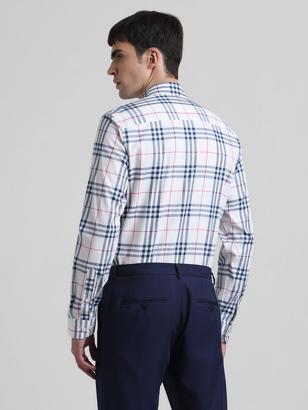 White Check Print Full Sleeves Shirt