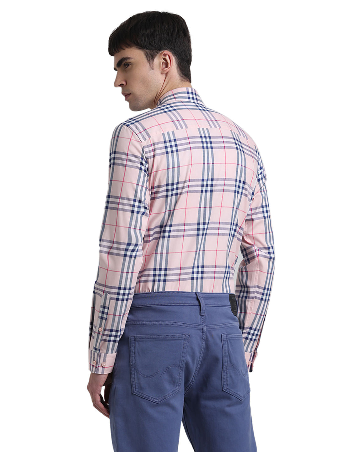 Pink Check Print Full Sleeves Shirt